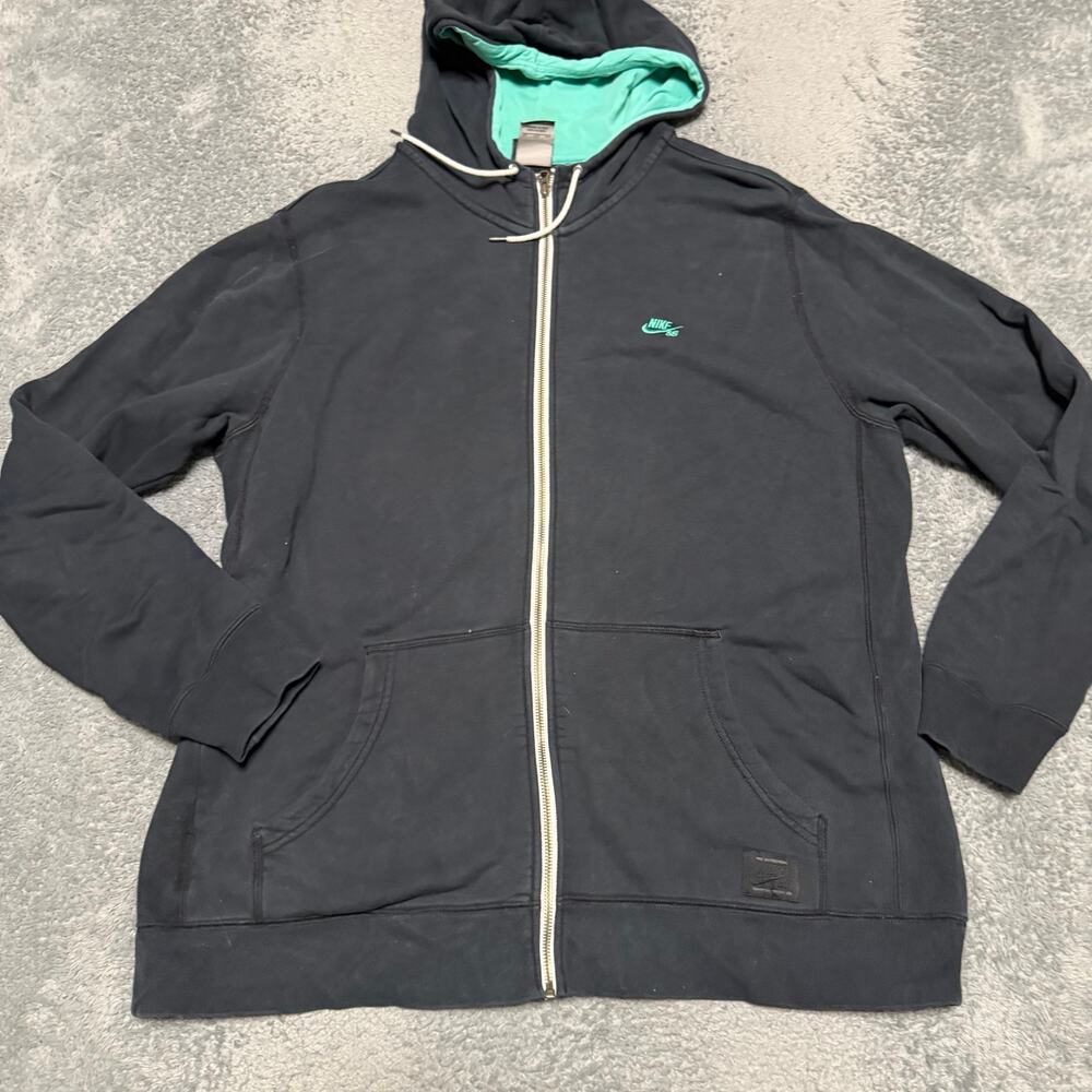 Nike SB 618512 Hoodie Mens XXL Black Green Full Zip Sweatshirt